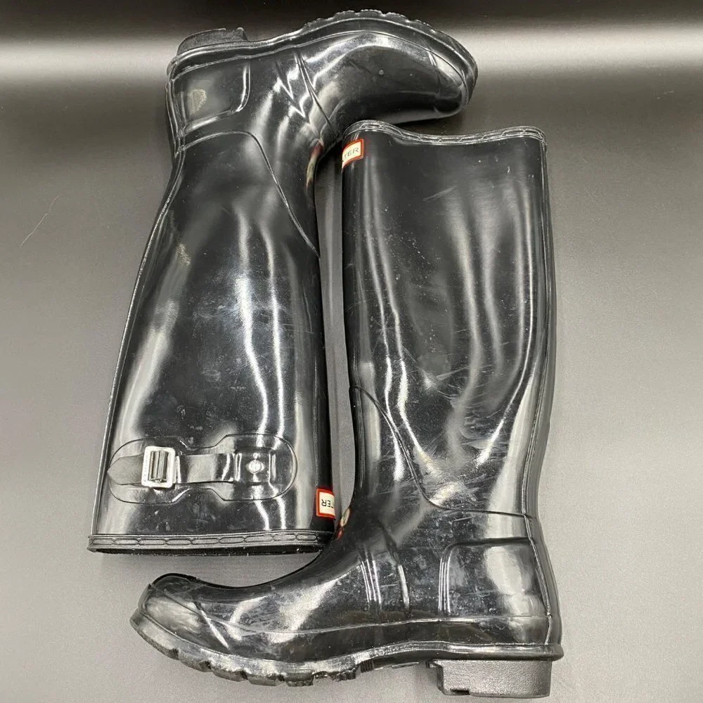 Hunter Original Tall Gloss Black Rain Boots Women's Size 9